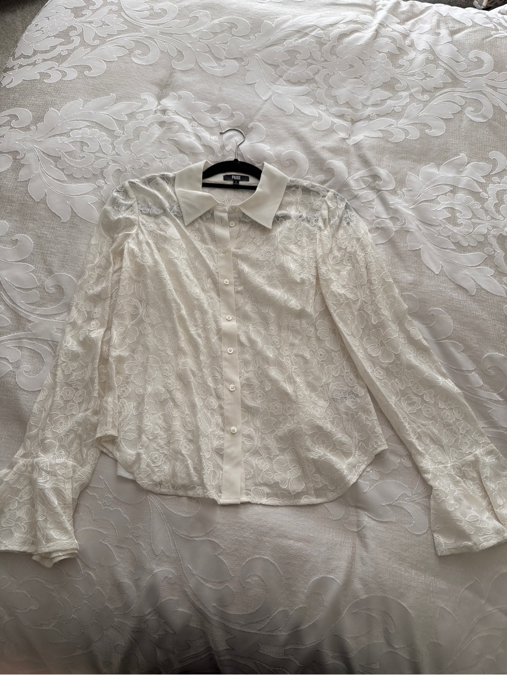 PAIGE off-white chiffon Button-Down Blouse with camisole